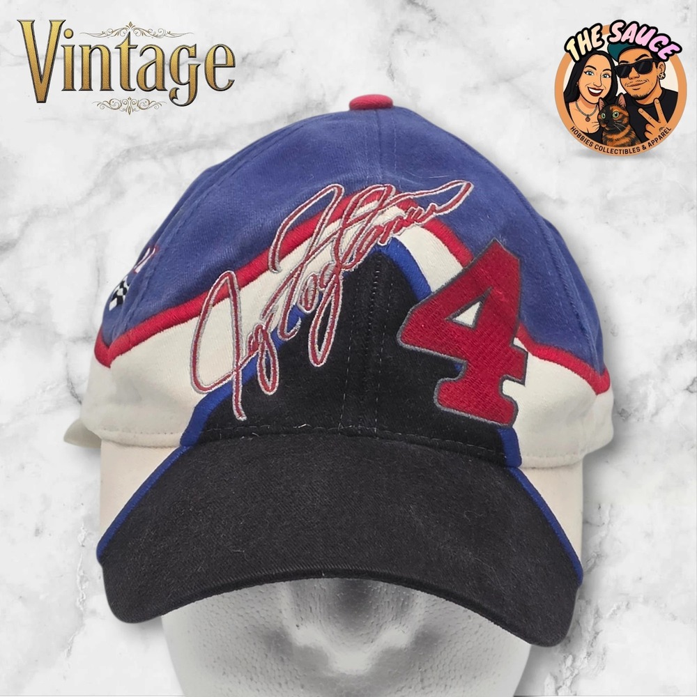 Vintage NASCAR Jeff Gordon Hat Men OSFM Blue Lucas Racing #4 Cap 90s Fashion Y2K